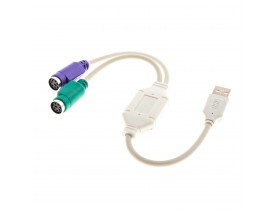 Adaptador USB Macho para 2 PS2 Fêmea
